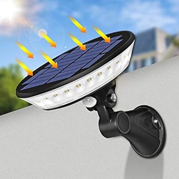A-ZONE 360 Solar Security Light, 29 LED Solar Motion Sensor Light with Adjustable Solar Panel, UFO Solar Wall Light, IP65 Waterproof LED Spotlight Solar Light for Yard Garden Garage Front Door Patio