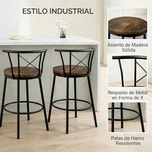 SIMPLE HOGAR Bancos para Barra, un Conjunto de Dos sillas Bancos para Barra, con Asiento Giratorio de 360° y una Altura de 90 cm.