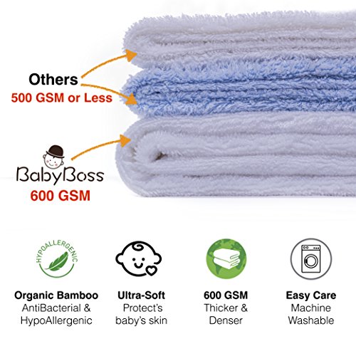 image for BabyBoss Premium Hooded Baby Towel, 100% ORGANIC Bamboo, FREE Baby Bib