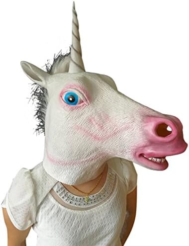 Oufeisha Deluxe Novelty Halloween Costume Party Animal Unicorn Head Mask
