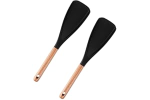 Multifunction Kitchen Spatula Spoon, Silicone Spoons for Cooking, Wood Handle Spoon for Nonstick Cookwares, Kitchen Cooking U