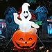 Halloween Inflatable Ghost in Pumpkin with Hat 4.5ft, Merryxgift Inflatable Halloween Blow up Decorations for Holiday Indoor Outdoor Yard Garden Lawn