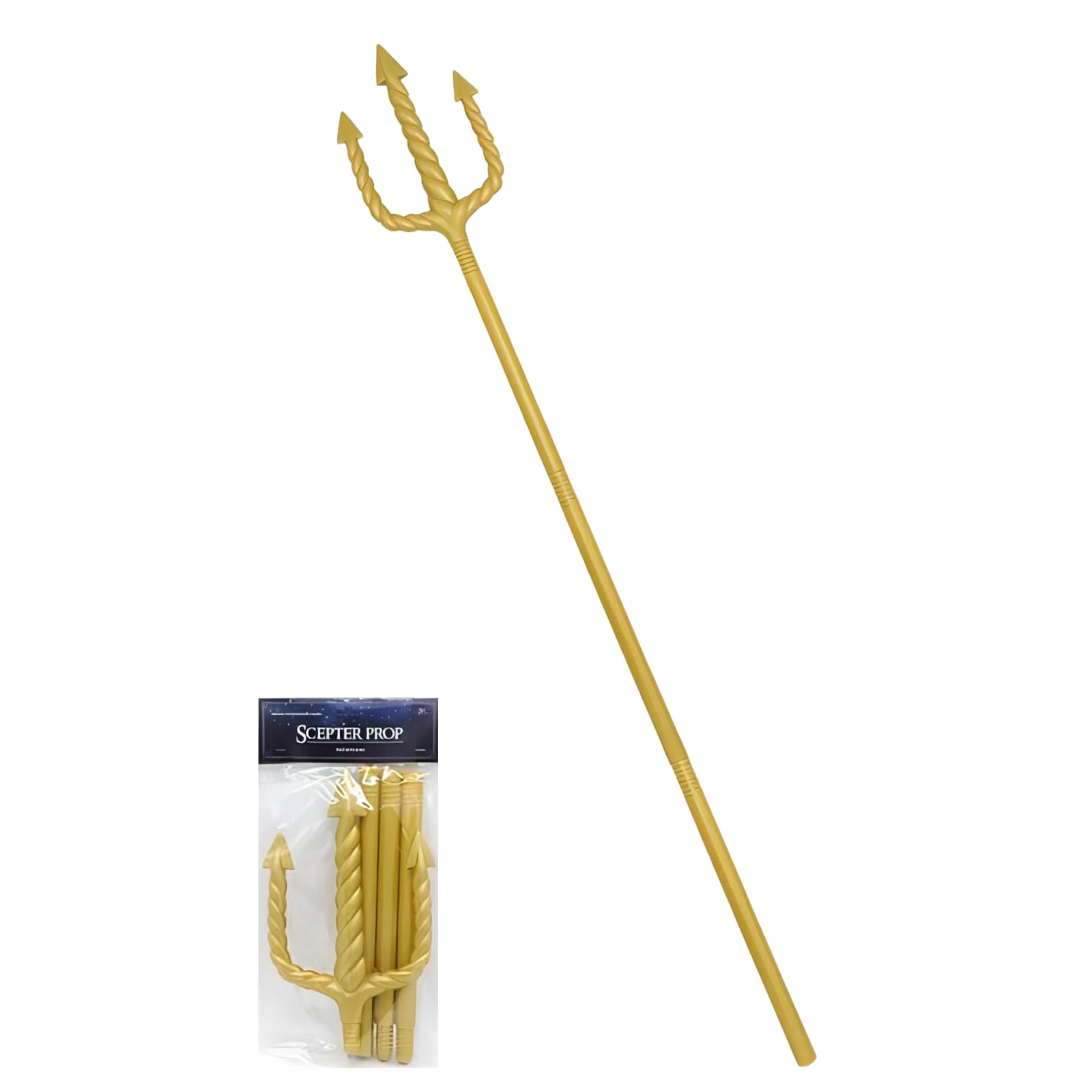 Devil Trident Devil Pitch Fork Trident Prop Devil Fork Halloween Props Pitchfork Halloween Gold Red Devil Pitchfork Weapon Horror Fancy Dress Costume Accessory Devil Fork for Kids Adult (Gold)