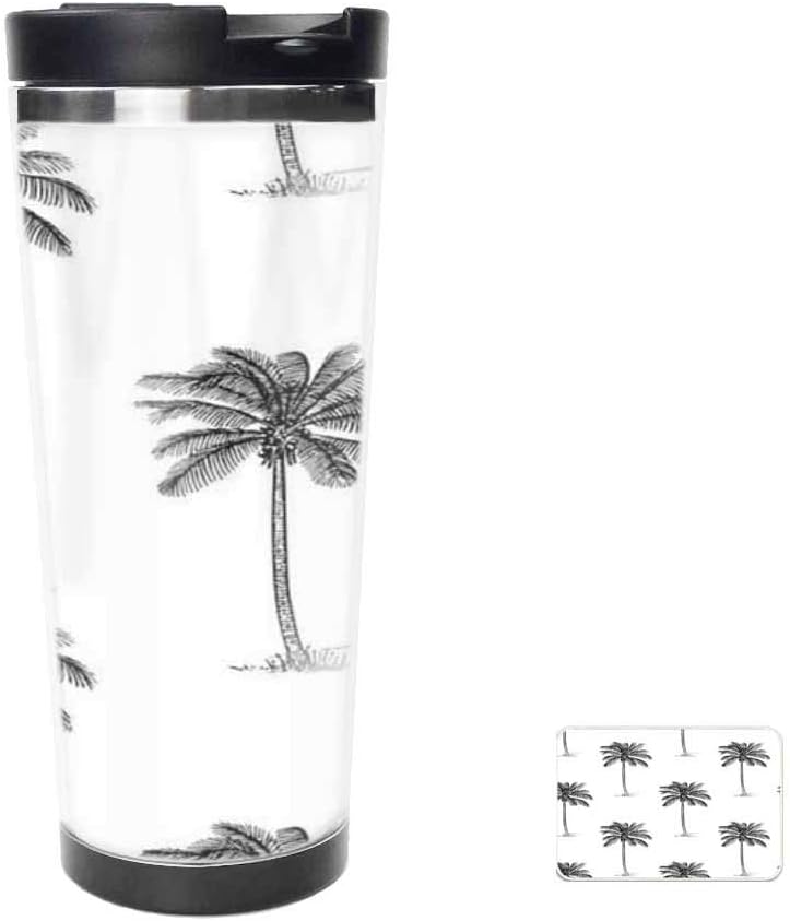 Amazon Com Coconut Palm Trees Line Drawing Pattern Travel Mug For Coffee Tea Drinking Cup Coffee Mug Thermos Cup 16oz Kitchen Dining