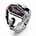 ELFASIO Skull Rings for Men Stainless Steel Gothic Vampire Bloody Red Enamel Coffin Bike Jewelry Size 8-14