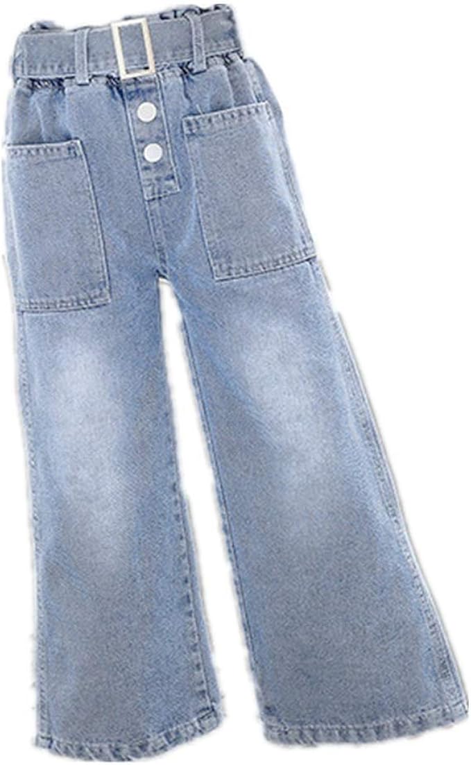 Jeans Baggy Vita Alta Per Bambine - Pantaloni Denim Gamba Larga Taglia 5-14, Comodi E Alla Moda