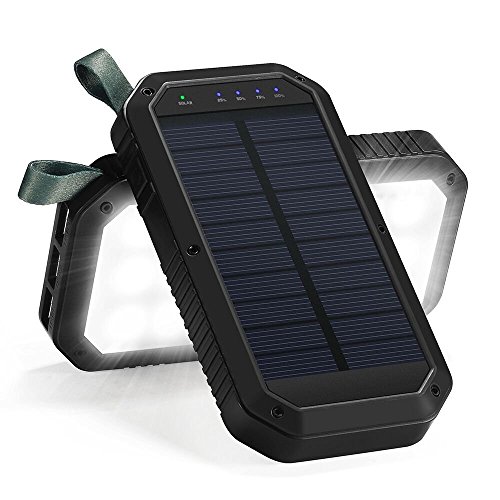 Solar Charger, 8000mAh 3-Port USB and 21LED Light Solar Power Bank Portable Battery Cellphone Charger, Solar Panel for Emergency Outdoor Camping Hiking for iOS and Android cellphones