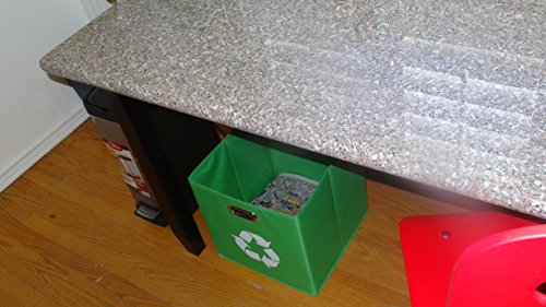Alexi Ricci Green Folding Designer Recycle Bin 13x13 x 13 inch by ideal for recycling of Newspapers - Magazines office papers Great for Office- Under Kitchen Sink - Dorm Room - Under Desk-
