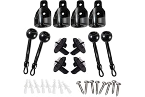 Lihopefe New Bungee Kit + End Caps Universal Replacement Mounting Brackets for Exterior/Interior Roller Blinds (Black, 2pack)