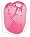 Smart Design Deluxe Mesh Pop Up Square Laundry Hamper w/ Side Pocket & Handles - VentilAir Fabric Collapsible Design - for Clothes & Laundry - Home - (Holds 2 Loads) (14 x 23 Inch) [Pink]