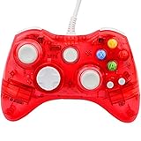 Kycola GC20 Xbox 360 Controller Dual Vibration Wired Gamepad Controller Transparent LED for Microsoft Xbox 360 / PC (Red)