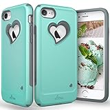 iPhone 7 Case, Vena [vLove][Heart-Shape | Dual Layer Protection] Hybrid Bumper Cover for Apple iPhone 7 (4.7"-inch) (Teal/Gray) (Wireless Phone Accessory)