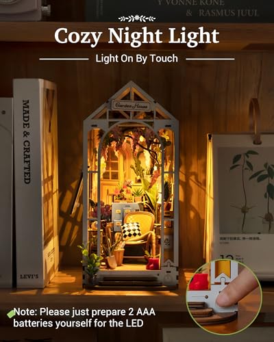 Rolife Book Nook DIY Miniature House Kit DIY Model Adult with Lights Library Decoration Book Living Room Booknook Puzzle 3D Wood Bookends Diorama Gift Idea Woman