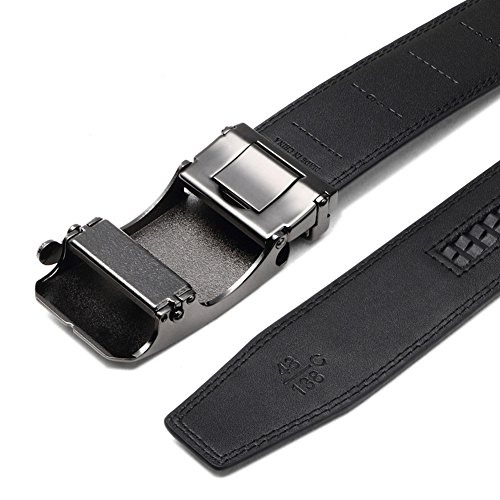 Men's Belt, Bulliant Leather Ratchet Belt for Men with Sliding Buckle 1 3/8" In Gift Box, Trim to Fit.