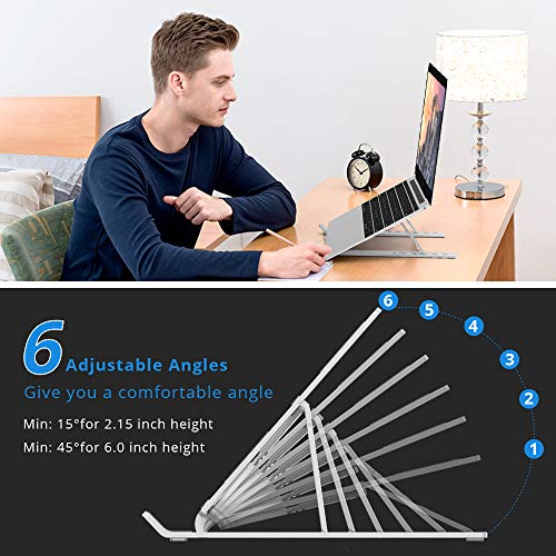 Onvian Laptop Stand, Aluminum Adjustable Laptop Computer Stand Tablet Stand, Foldable Portable Desktop Holder, Fits up to 15.6 inch Laptop and All Tablets