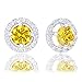 ORROUS & CO Legacy Collection 18K Gold Plated Illusion Solitaire Cubic Zirconia Halo Stud Earrings