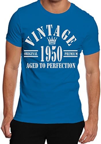 1950 Vintage Aged To Perfection 65th Birthday Men's/Unisex Novelty T-shirt (Medium, Royal Blue)