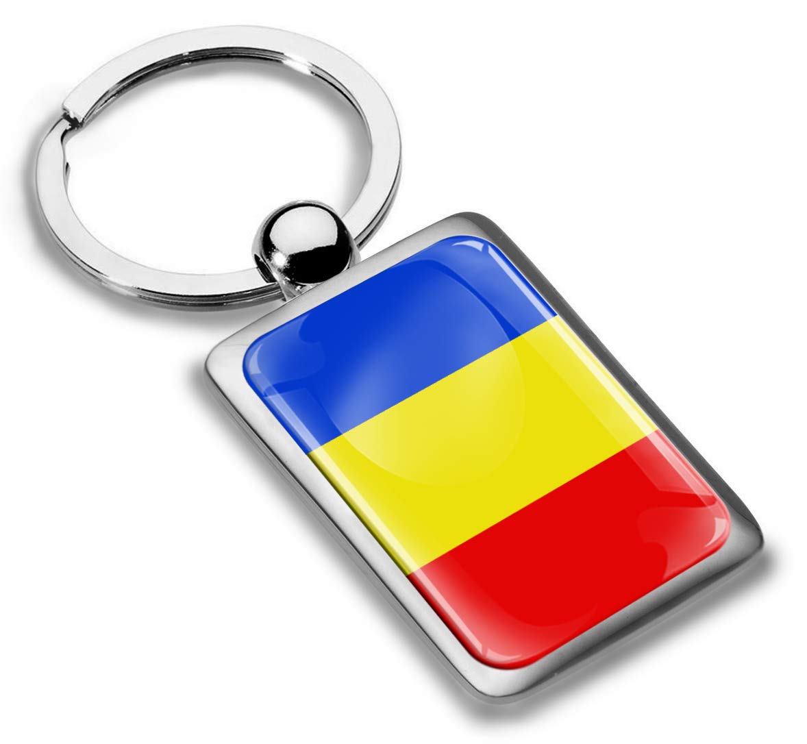 Biomar Labs Stainless Steel Metal Keychains Country Flag National Flags Design Durable Premium Accessory Car House Keys Backpack Gift Travel Souvenir (Romania Romanian Flag KK 241) — image 1