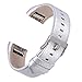 bayite Leather Bands Compatible with Fitbit Charge 2, Replacement Accessories Straps Women Men, Silver