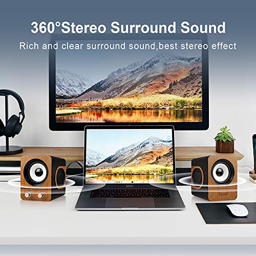 Computer Speakers, 2.0 CH Stereo Speakers with Surround Sound, USB Wired Powered Multimedia Desktop Speakers with Deep Bass for PC/Laptops/Smart Phone Build-in 4 Loudspeaker Diaphragm Reccazr SP401