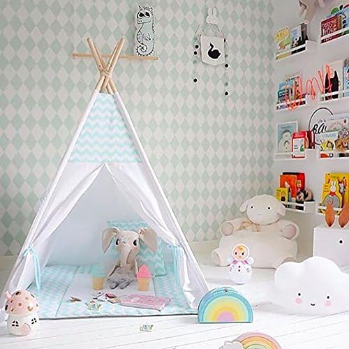 green stripe design Play Teepee 100% Cotton Canvas Portable Indoor Tent for Boy and Girls children playhouse with mat