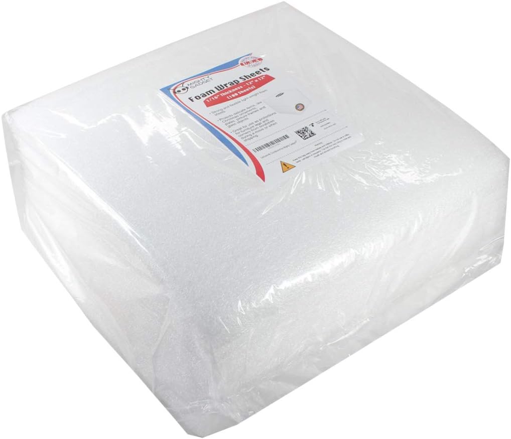 100 Pack Mighty Gadget (R) 12" X 12" X 1/16" Moving Supplies Packing Foam Sheets (White): Office Products