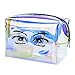 Holographic Iridescent Makeup Bag, Hologram Cosmetic Bags Large Toiletries Pouch Handy Makeup Pouch, Wristlets Organizer Women Clutch Evening Bag, Valentines Day Gifts, Eye Pattern