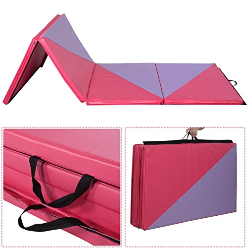 4'x10'x2" Thick Folding Panel Gymnastics Mat Gym Exercise Pink/Purple - Thumbnail 5