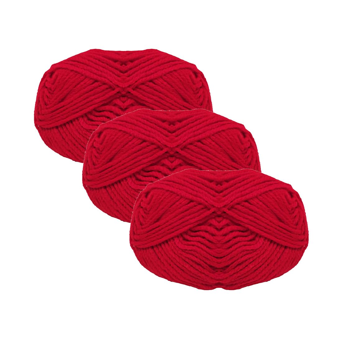 JYC CREATIVE 3 Units of 100 g - 120 Metres Yarn of Yarn, Crochet Yarn, Knitting Wool, Acrylic Yarn, Work Wool, Crochet Yarn, Knitting Wool (3, Red 148)