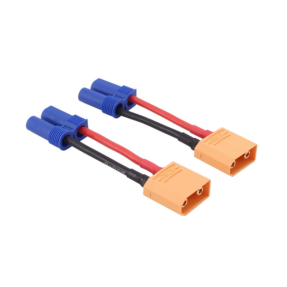 OliRC 2pcs Male XT90 to Female EC5 Connector Adapter with 14awg 2in Cable(C104-2)