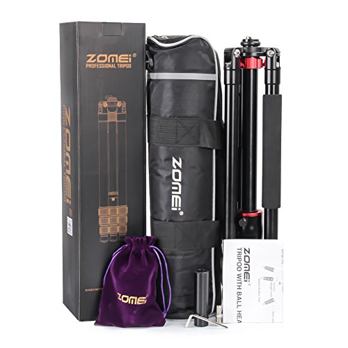 ZOMEi DSLR Camera Tripod 4 Section Portable Magnesium Aluminium Monopod Professional Tripods with 360 Degree Horizontal Rotation Ball Head Quick Release Plate for Canon Nikon Sony DSLR Cameras DV