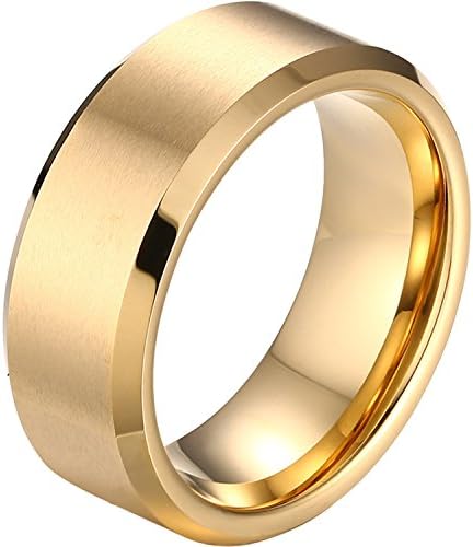 JYKKA Men's 8mm Black Tungsten Carbide Ring Wedding Band Comfort Fit