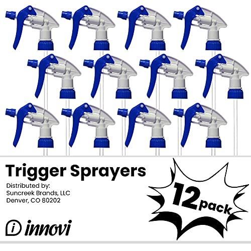 innovi Spray Bottle Nozzle [12 Pack] Replacement Trigger Sprayer With Adjustable Nozzles, Fits