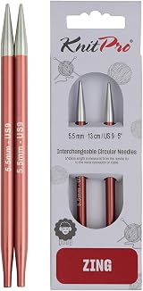 KnitPro Zing Interchangeable Circular Needles 5In 5.50mm (13cm) Feather-light