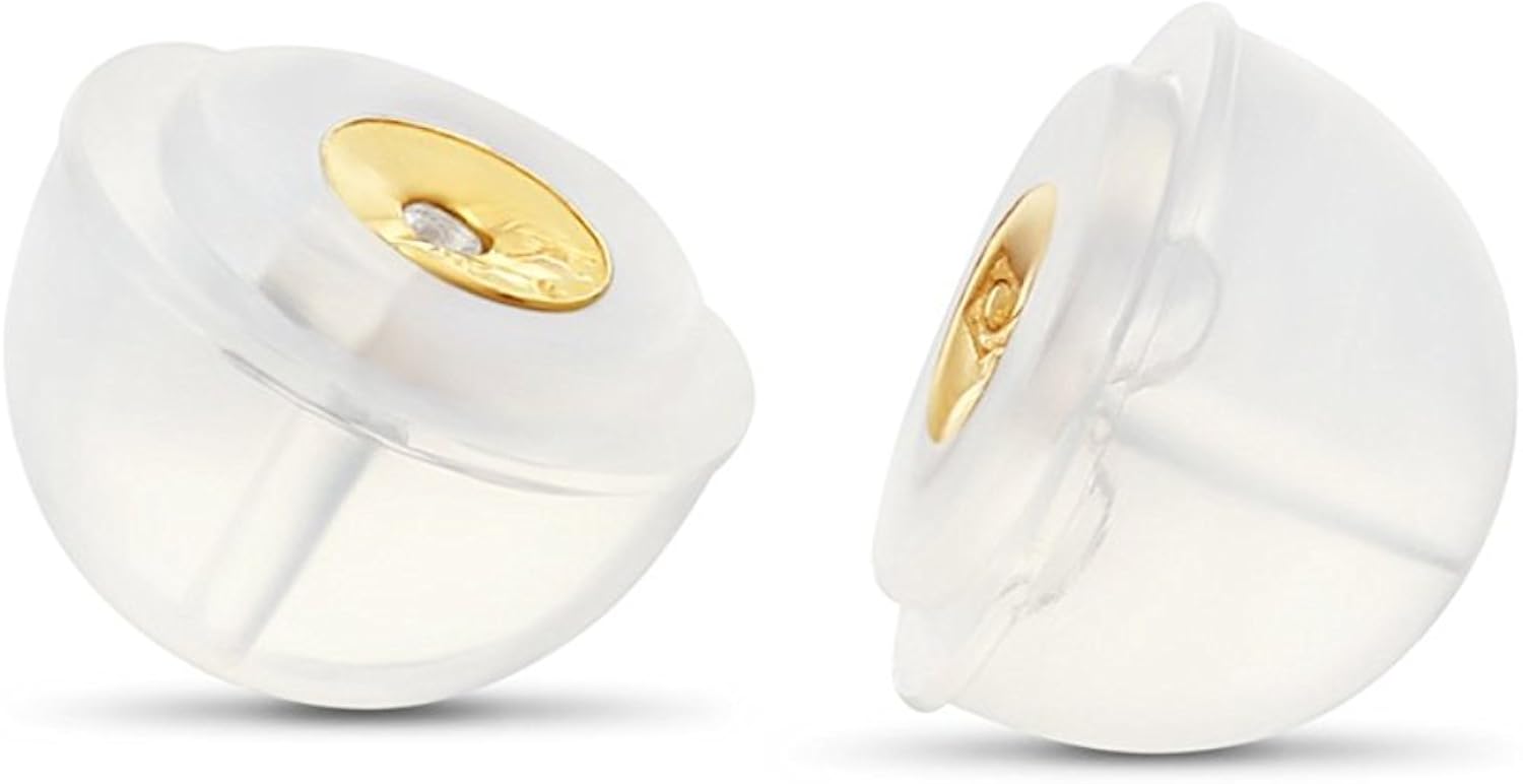 Amazon Com 14k Yellow Gold And Silicone Earring Back Replacement
