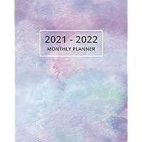 2021-2022 Monthly Planner: Two Year Planner Calendar Schedule Organizer - 24 Months | Purple Watercolor Cover