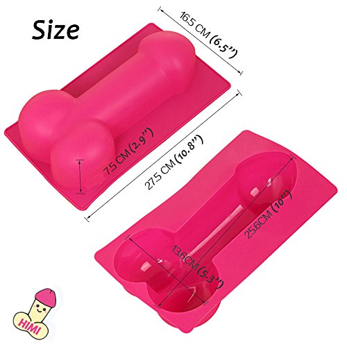 Himi 3D Large Silicone Penis Cake Mold - Set of 2 - Pecker Cake Pan -DIY Cock Mold Chocolate Soap Fondant Baking Mold Tray Kitchen Tool Baking Tool for Home Kitchen and Bachelorette Party (2 Pieces)