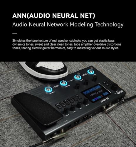 M-VAVE MK-300 Modelador de Amp e Efeitos para Guitarra/Baixo com Looper, Drum Machine, Bluetooth, 11 Módulos, 160 Presets, Pedal de Expressão, USB-C, Ideal para Estúdio e Palco
