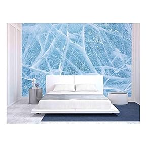Texture of Ice of Baikal Lake in Siberia - Removable Wall Mural | Self-Adhesive Large Wallpaper - 66x96 inches