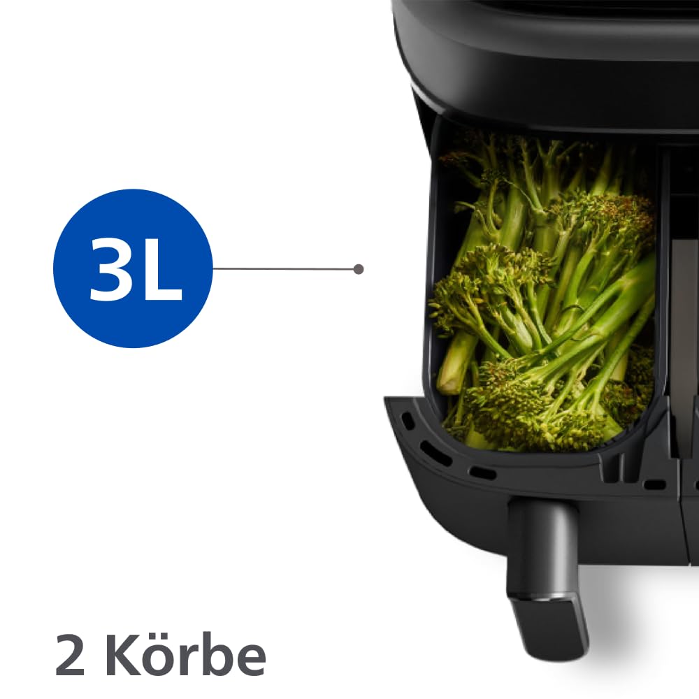 Philips Airfryer 3000 Series Dual Basket, Heißluftfritteuse mit 2 Körben und Frühstücks-Set, 9L, RapidAir Plus Technologie, 90% weniger Fett, Energieeffizient, HomeID App (NA350/03) 4