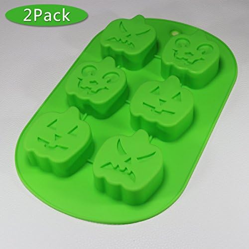 Halloween Candy Molds Silica Gel Ice Cube Molds Pumpkin 6 Lattice Green 2 Pcs