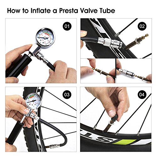 GZQ Pressure Fork Pump Mountain Bike Tyre Inflator Ball Pump for Bicycle Cycling - Thumbnail 3