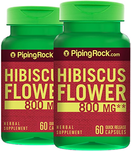 Piping Rock Hibiscus Flower 2 Bottles x 800 mg 60 Quick Release Capsules Extract Herbal Supplement