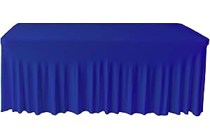 Gowinex 6ft Royal Blue Spandex Table Skirt Spandex Tablecloth Stretch Fitted Table Cover for 72Lx30Wx30H Inch Rectangular Table
