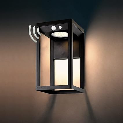 Amazon Com Brimmel Outdoor Solar Wall Light With Motion Senor 60w Waterproof 8h Endurance Cordless Decor Wall Lamp Light For Porch Patio Solar Energy Aluminum Black Sg601040 Home Improvement