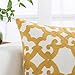 HWY 50 Mustard Yellow Decorative Throw Pillow Covers 18x18 Inch (1 Piece), Embroidered Cotton Farmhouse Cushion Cover Pillow Case for Sofa Couch Living Room Bed, Geometric