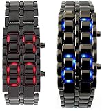 Lava Style Iron Samurai Stainless Steel Bracelet LED Watch RED / BLUE2 PACK