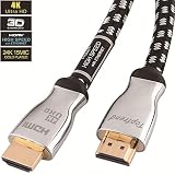 4K HDMI Cable 12ft-HDMI 2.0 Cord Supports 1080p, 3D, 2160p, 4K UHD, HDR, Ethernet and Audio Return-CL3 for in-Wall Installation -28AWG Braided for HDTV, Xbox, Blue-ray Player, PS3, PS4, PC