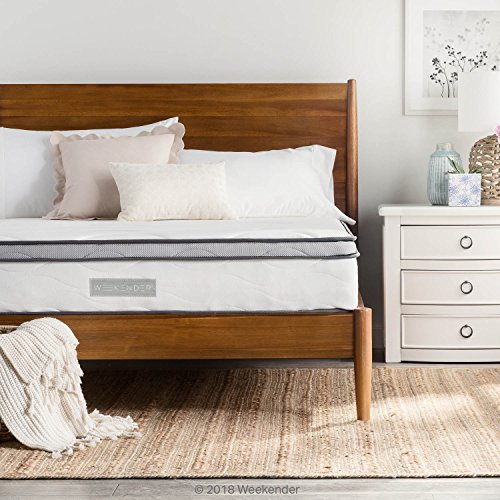 WEEKENDER 10 Inch Hybrid Mattress - Memory Foam and Motion Isolating Springs - Medium-Firm - 10 Year U.S. Warranty - Queen