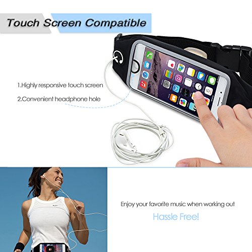 Running Belt, PORTHOLIC Bounce Free Reflective Fanny Pack with Touch Screen for iPhone, iPod, Samsung and Other Smartphones , Waist Pack Pouch for Workout, Hiking , Fitness for Men Women Kid [Black] - Thumbnail 3